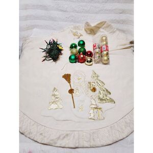 Christmas Tree Skirt + 100 Led Lights+ 16 Ornaments Set